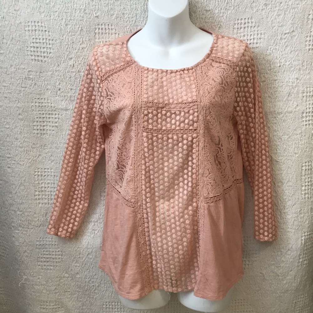 Lucky Brand blush boho chic blouse